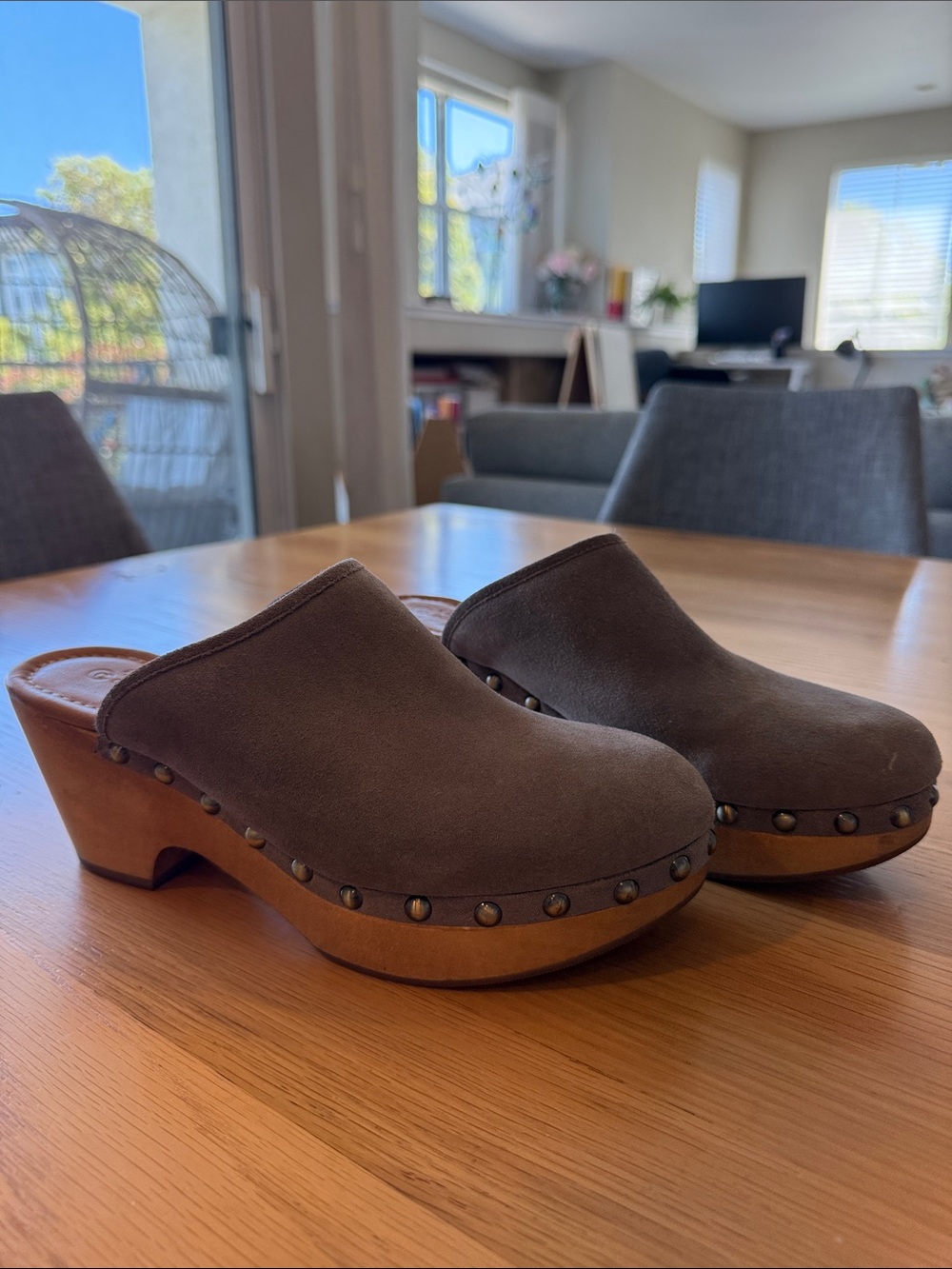 Corso Como Brown Suede Studded Clog Mules